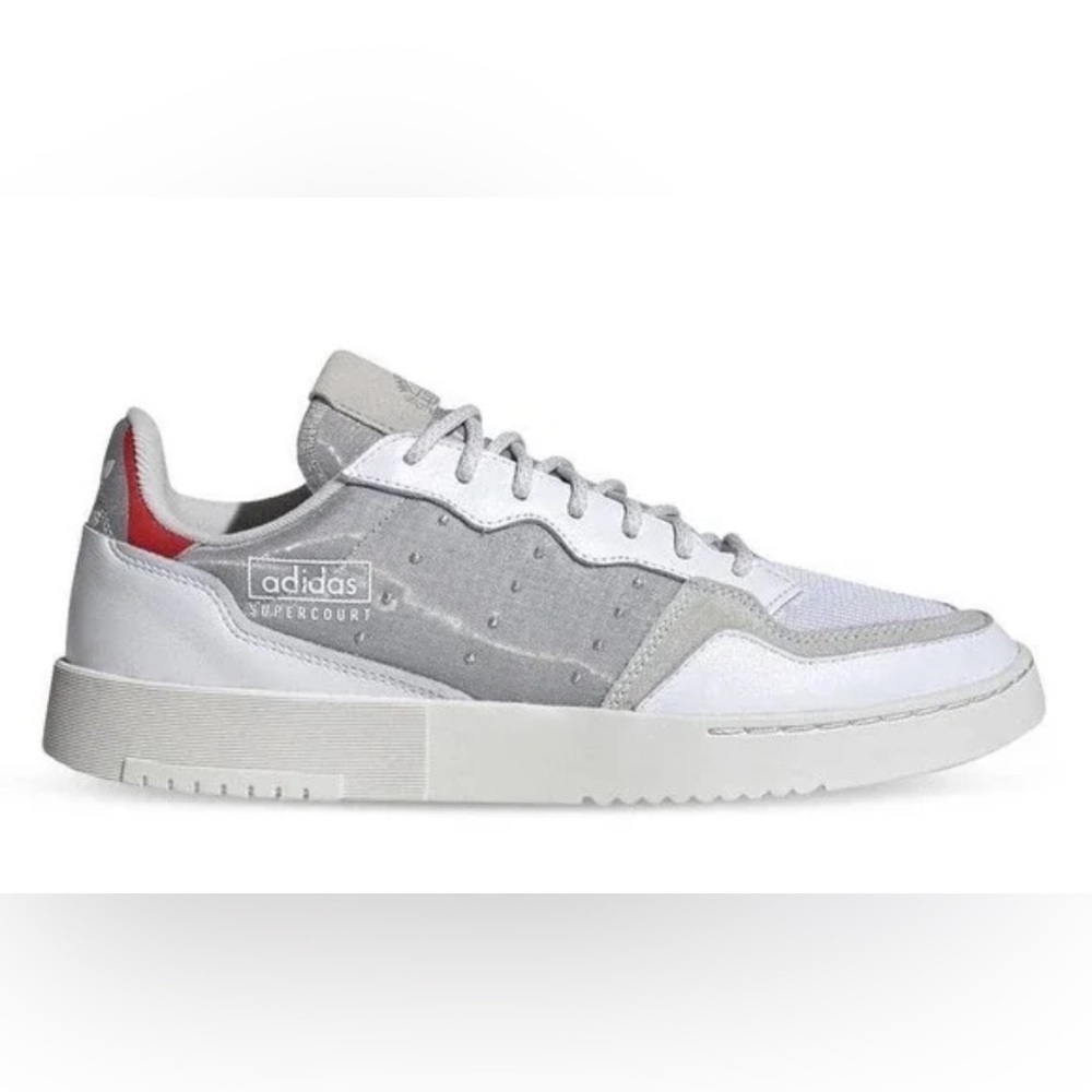 Adidas Mena Supercourt White leather Scarlet Suede Mesh Discontinued Size 12 ➡️
